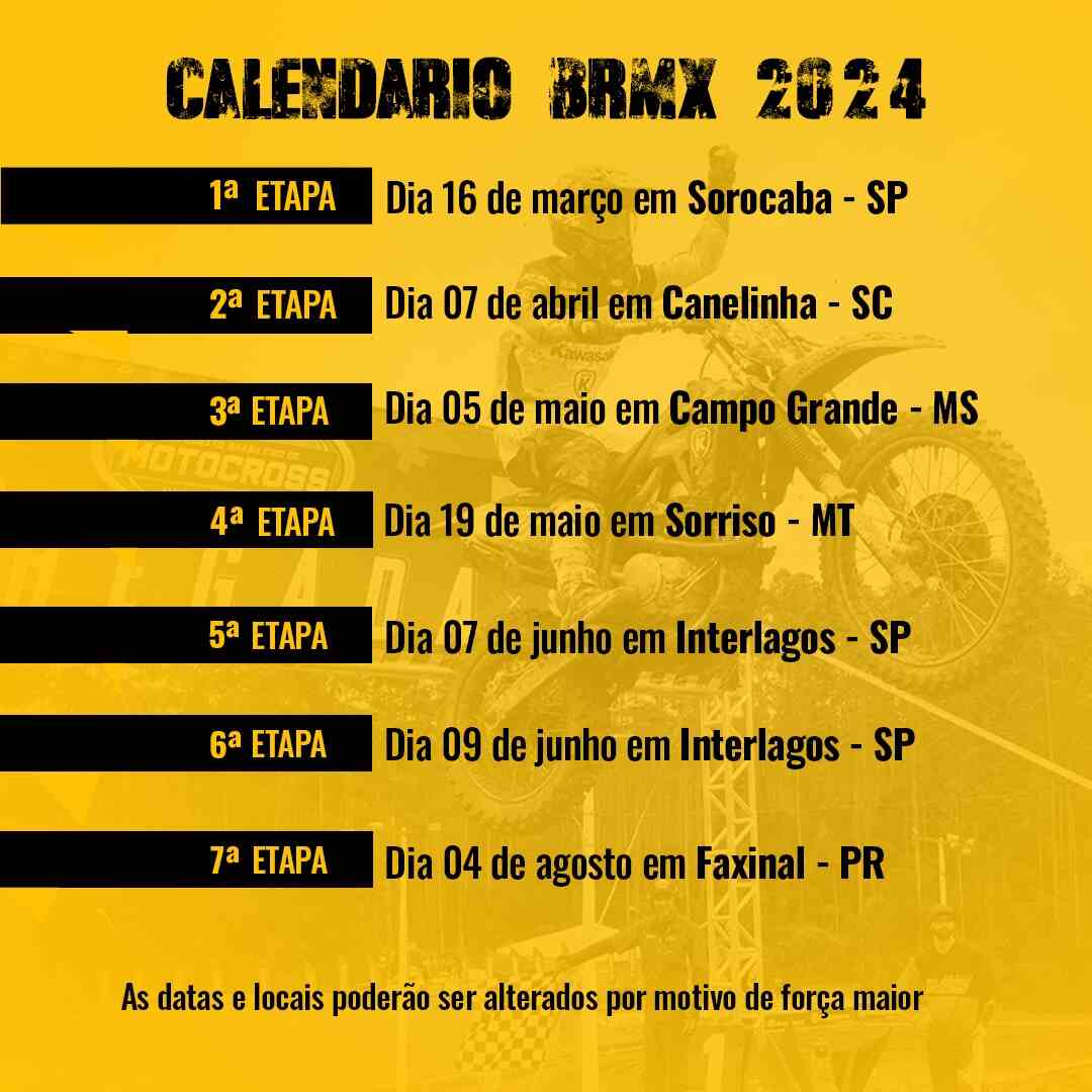 Divulgado O Calendário Do Brasileiro De Motocross 2024 - Racemotor